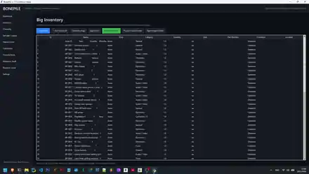 BonePile Desktop Big Inventory interface with imported inventory